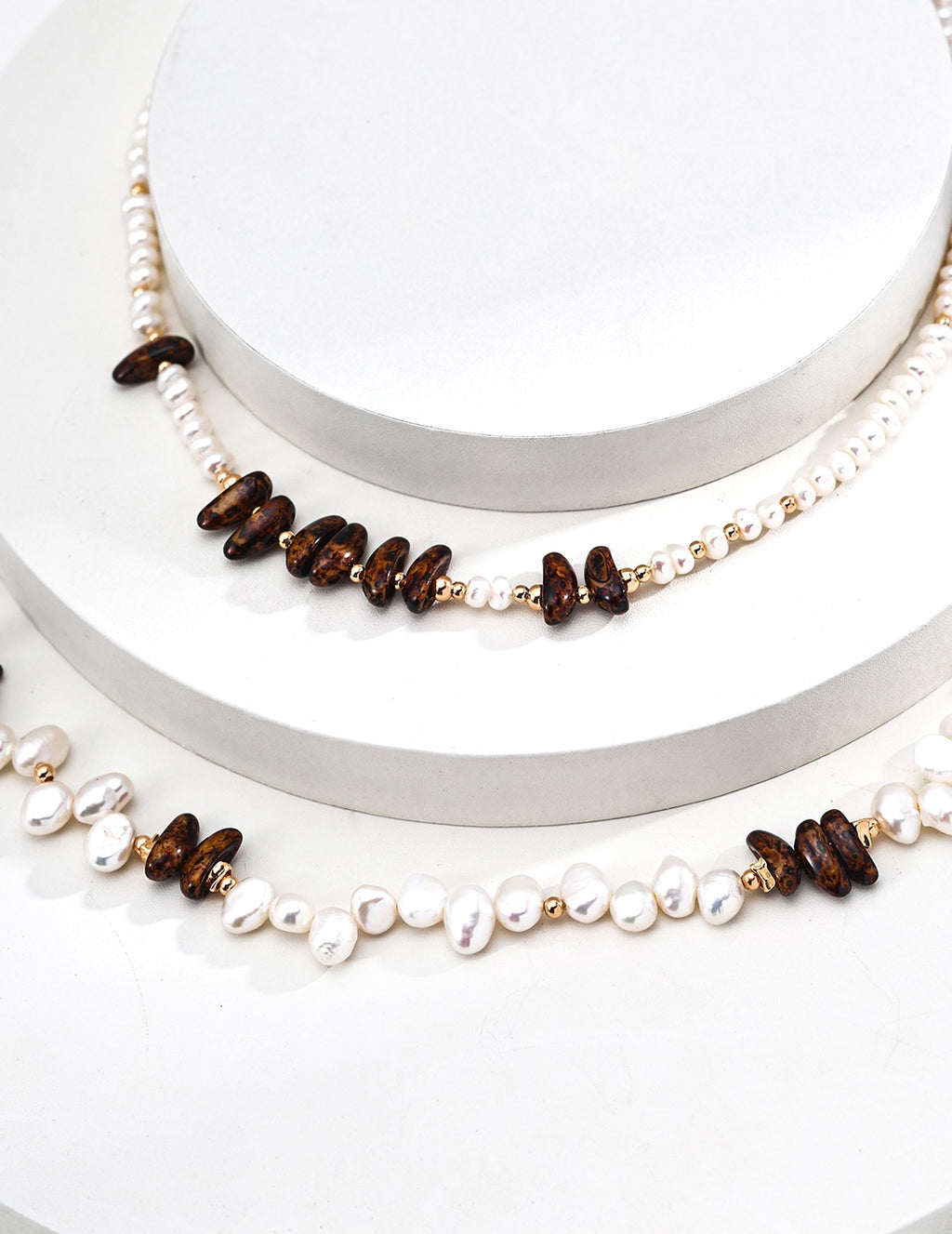 「琥光映海」珍珠天然石項鍊｜Pearl & Stone Necklace