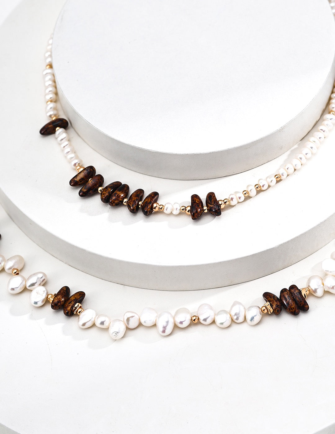 「琥光映海」珍珠天然石項鍊｜Pearl & Stone Necklace