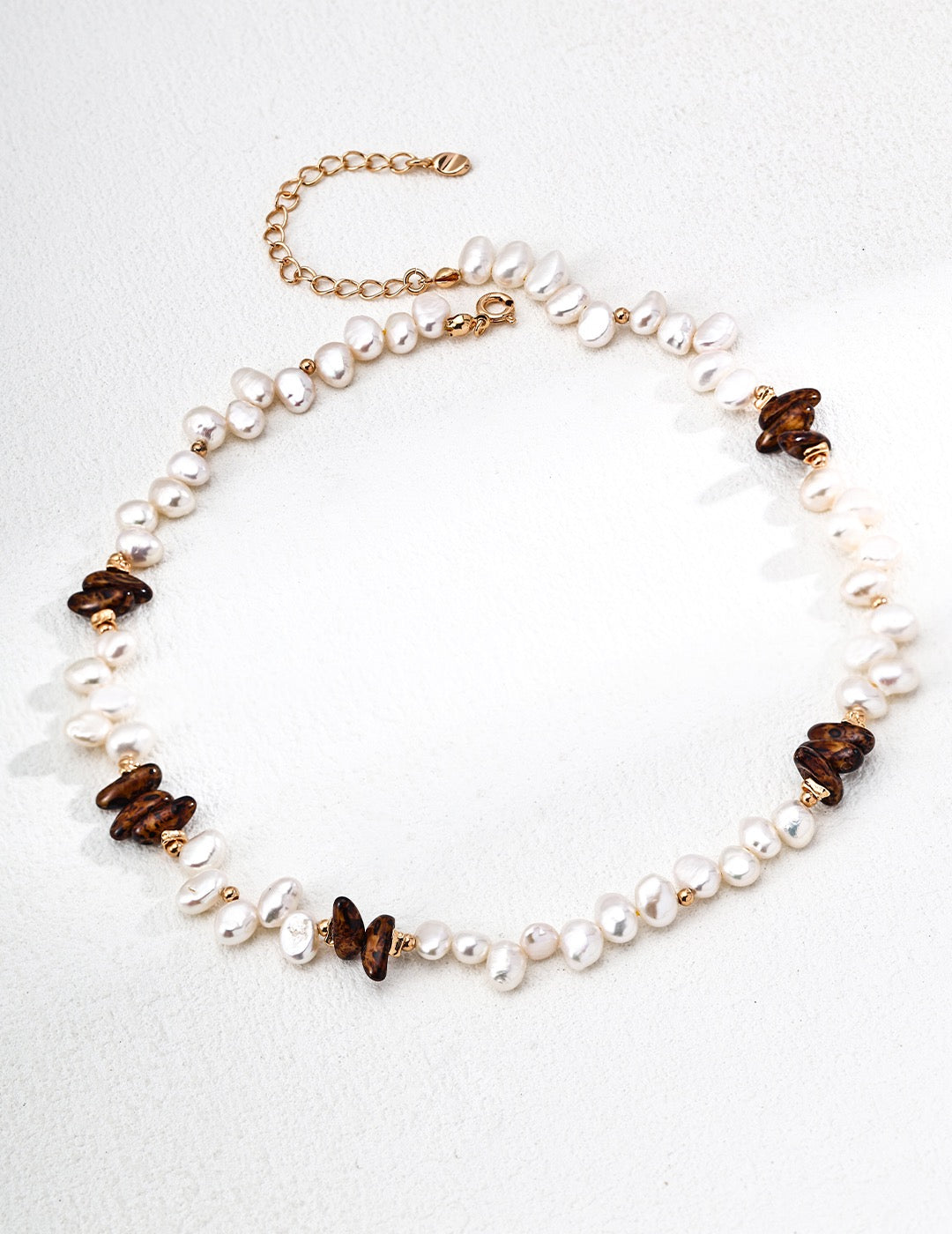「琥光映海」珍珠天然石項鍊｜Pearl & Stone Necklace